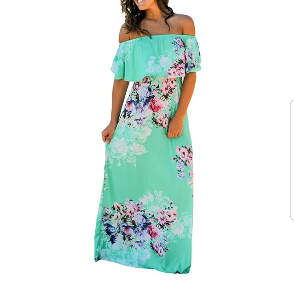 Happy Sailed Dresses & Skirts - Women Floral Print Off Shoulder Maxi Dresses